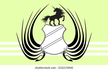 heraldic unicorn shield crest emblem coat of arms background in vector format