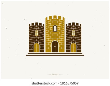 Heraldic vector design element. Retro style label, heraldry illustration. Ancient Citadel logotype on isolated white background.