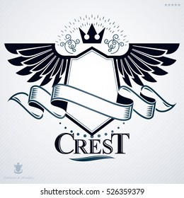 Heraldic vector sign made with different vintage elements.