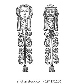 Heraldic vintage decorative element. 