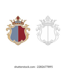 Heraldic Vintage frame border retro label hand drawn antique engraving vector illustration typography poster