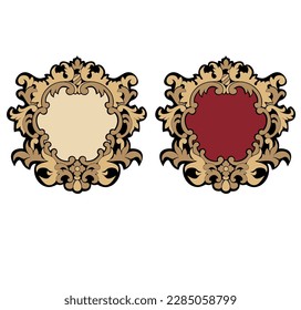 Heraldic Vintage frame border retro label hand drawn antique engraving vector illustration typography poster