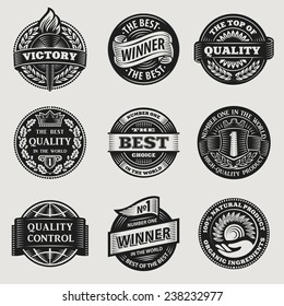 heraldic vintage sign sticker ribbon vector set