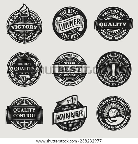 heraldic vintage sign sticker ribbon vector set