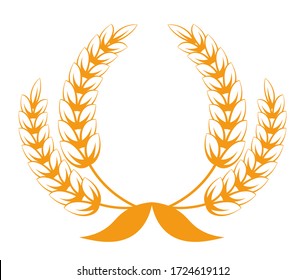 Heraldic wheat or barley spikelets placed in circle shape, isolated label or banner for bakery shop of factory. Vegetarian food with gluten free ingredients, dietary meal, healthy nutrition vector