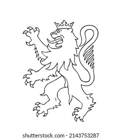 Heraldische wilde Löwensilhouette, Vektorgrafik einzeln auf weißem Hintergrund. Burgund Wappen Element, Frankreich Region Bourgogne Provinz. Franche Comte Wappen Symbol.