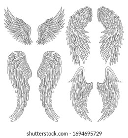 Heraldic wings set for tattoo or mascot design.