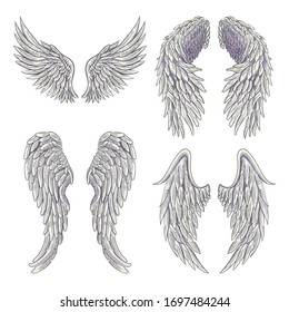 Heraldic wings set for tattoo or mascot design.