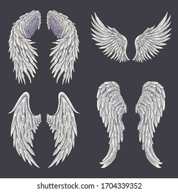 Heraldic wings set for tattoo or mascot design.