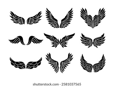 Heraldic wings set for tattoo or mascot design. Jpeg version also available in gallery