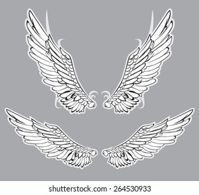 Heraldic Wings Set Vector Illustration