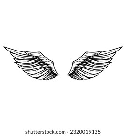 Heraldic wings for tattoo or mascot design