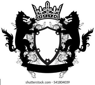 Heraldic Wolf Coat Of Arms Crest Tattoo In Vector Format Very Easy To Edit