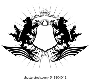 heraldic wolf coat of arms crest tattoo in vector format very easy to edit