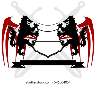 heraldic wolf coat of arms crest tattoo in vector format very easy to edit
