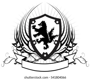 heraldic wolf coat of arms crest tattoo in vector format very easy to edit