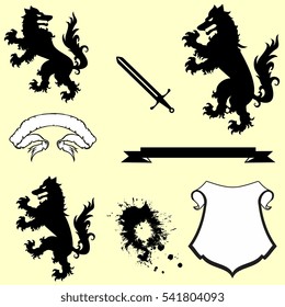 Heraldic Wolf Coat Of Arms Crest Tattoo Pack In Vector Format Very Easy To Edit