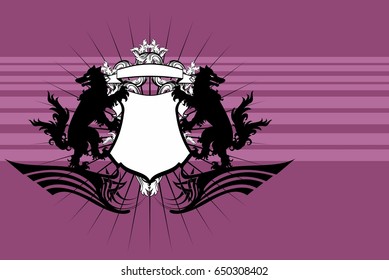 heraldic wolf coat of arms crest tattoo background in vector format 