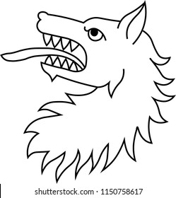 A heraldic wolf head.