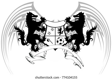 heraldic wolf soccer fútbol crest in vector format