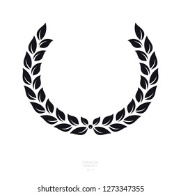 Heraldic Wreath Icon. Honor or Quality or Reward Symbol. Vector Isolated Silhouette