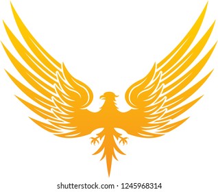 Heraldic yellow hawk