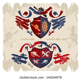 Heraldry with the airplane, vector