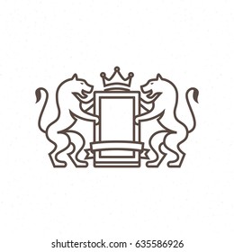 Heraldry cat logo of lines, for company