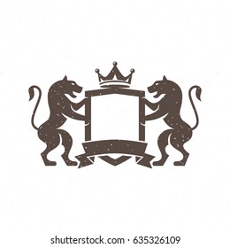 Heraldry cat silhouette, logo for company