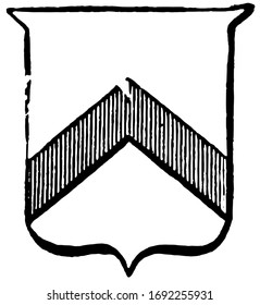 Heraldry Chevron have line pattern in one part, vintage engraving.