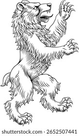 Um brasão heráldico de braços estilo crista criação de urso heráldico de pé sobre patas traseiras em um estilo de xilogravura vintage