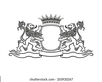 HERALDRY Crest with lions