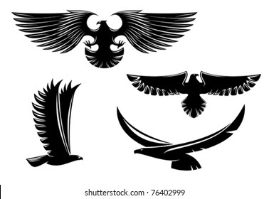Heraldry eagle symbols and tattoo isolated on white, such a logo. Jpeg version also available in gallery