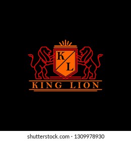 Heraldry Emblem Logo Template Vector Line Style 