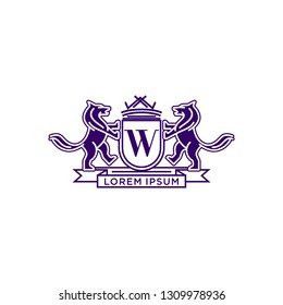 Heraldry Emblem Logo Template Vector Line Style 