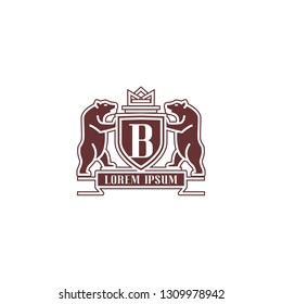 Heraldry Emblem Logo Template Vector Line Style 