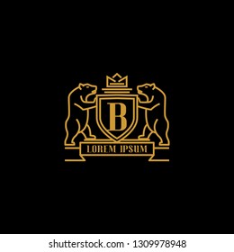 Heraldry Emblem Logo Template Vector Line Style 