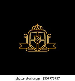 Heraldry Emblem Logo Template Vector Line Style 