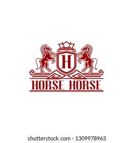 Heraldry Emblem Logo Template Vector Line Style 
