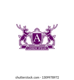 Heraldry Emblem Logo Template Vector Line Style 