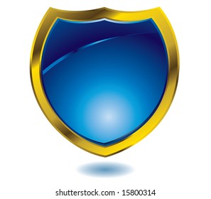 Heraldry illustration in blue with a gold bevel