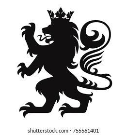 Heraldry Lion King with Crown Logo Mascot Vector Icon