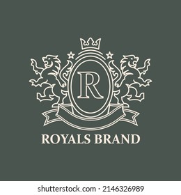 Heraldry lion luxury design template 