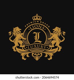 Heraldry lion luxury design Vector