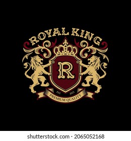 Heraldry lion luxury design Vector