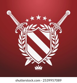 heraldry logo design on red background royal shield symbol
