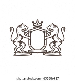 Heraldry logo in the style of engraving  for company