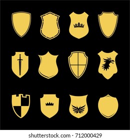 Heraldry medieval shield shapes set. Vintage crest design elements.