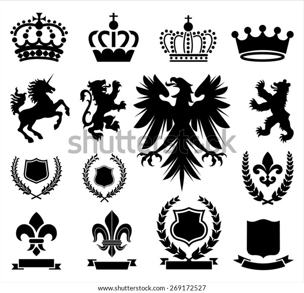 Heraldry Ornaments Set Various Heraldry Ornaments Stock Vector (royalty 