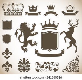 Heraldry Ornaments - Vector Heraldry Ornaments Isolated on a Gradient Background.